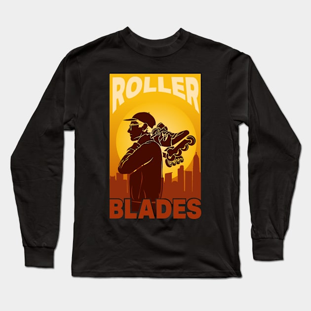 Vintage Rollerblades Gift Roller Skating Long Sleeve T-Shirt by GrafiqueDynasty